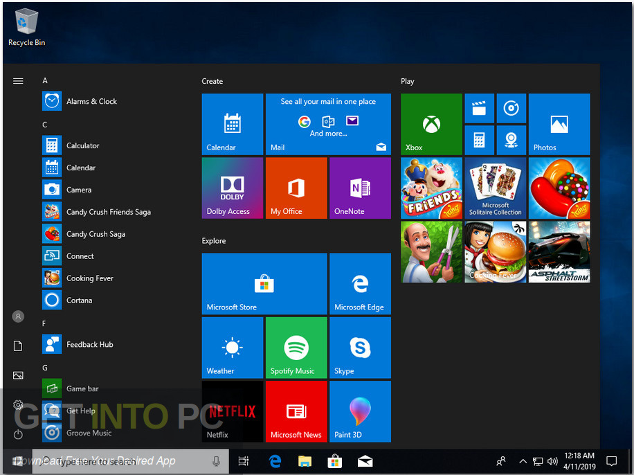 Windows 10 Pro Redstone 5 x64 Apr 2019 Screenshot 8 GetintoPC.com