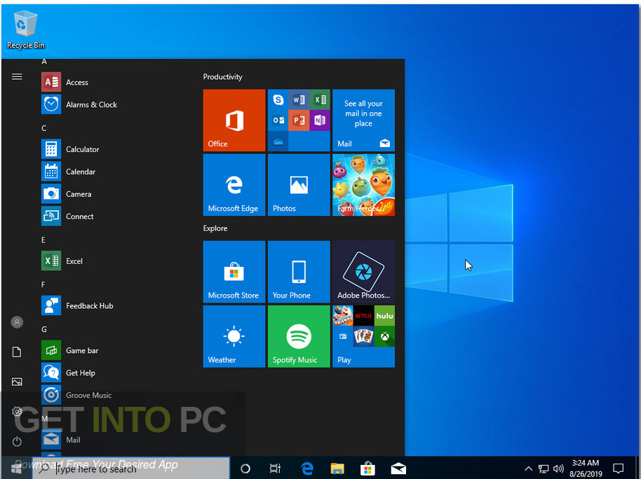 Windows 10 Pro x64 19H1 incl Office 2019 Updated Aug 2019 Screenshot 7 GetintoPC.com