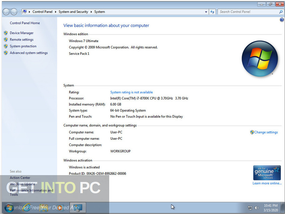 Windows 7 SP1 Ultimate MARCH 2020 Screenshot 5 GetintoPC.com