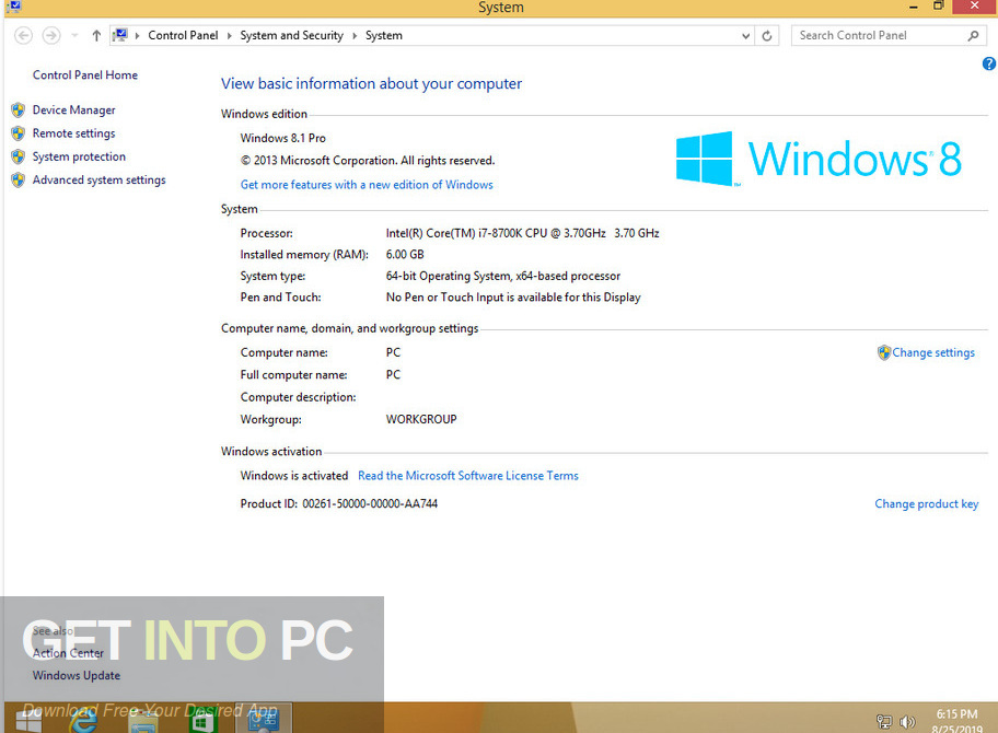 Windows 8.1 Pro x64 Updated Aug 2019 Screenshot 5 GetintoPC.com