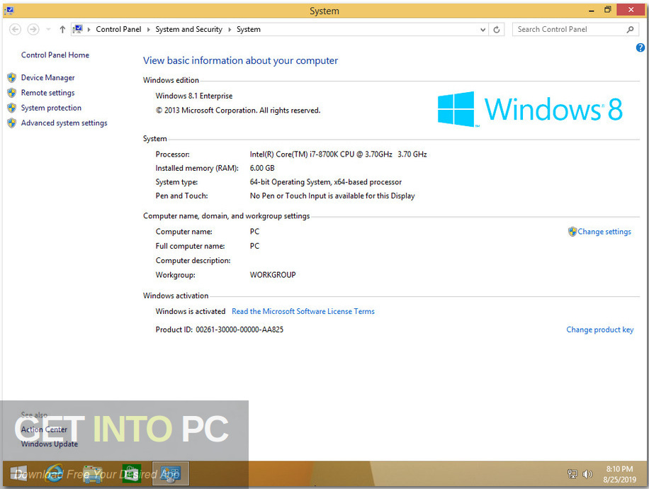 Windows 8.1 x64 Enterprise Updated Aug 2019 Screenshot 4 GetintoPC.com